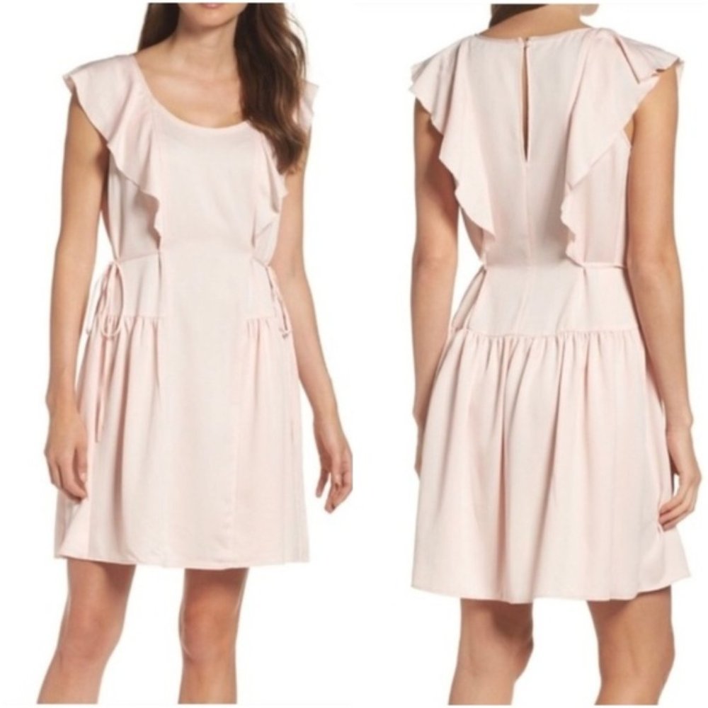 French Connection Nia Fit & Flare Pink Dress Large